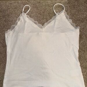 White Lace Trim Cami Top